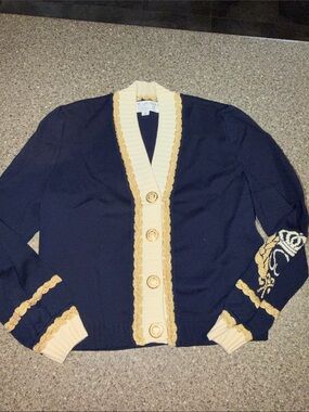St. John Santana Embellished Crested Button Cardigan - Old Money Vintage